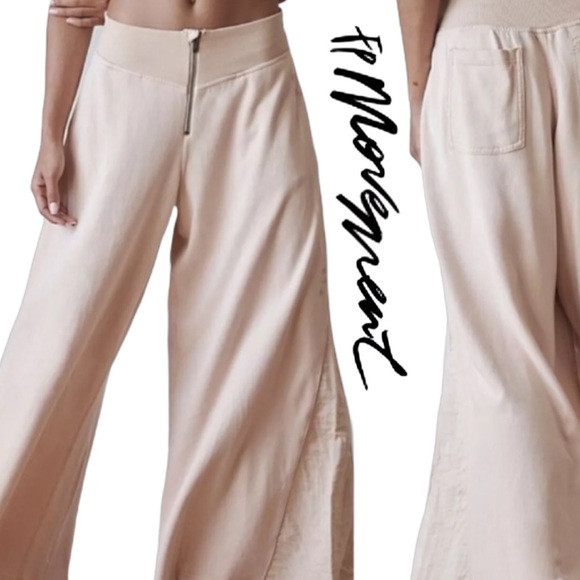 Free People Movement HTF Borderline Wide Leg Hi Rise Zip Sweatpants - Picture 8 of 11
